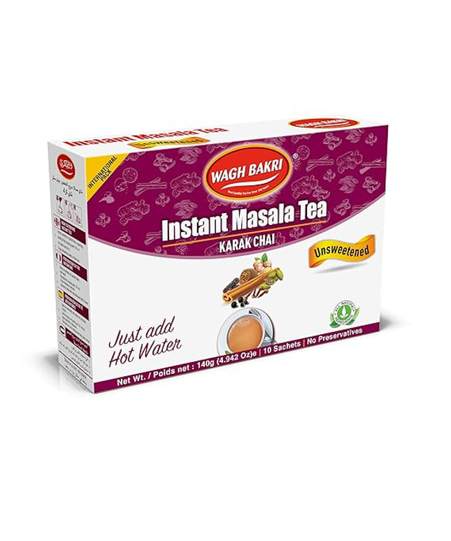 Wagh Bakri Instant Masala Tea Karak Chai Unsweetened 10 Sachets 140g