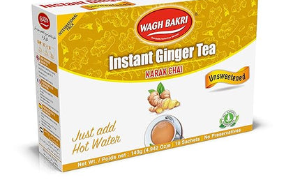Wagh Bakri Instant Ginger Tea Karak Chai Unsweetened 10 Sachets 140g