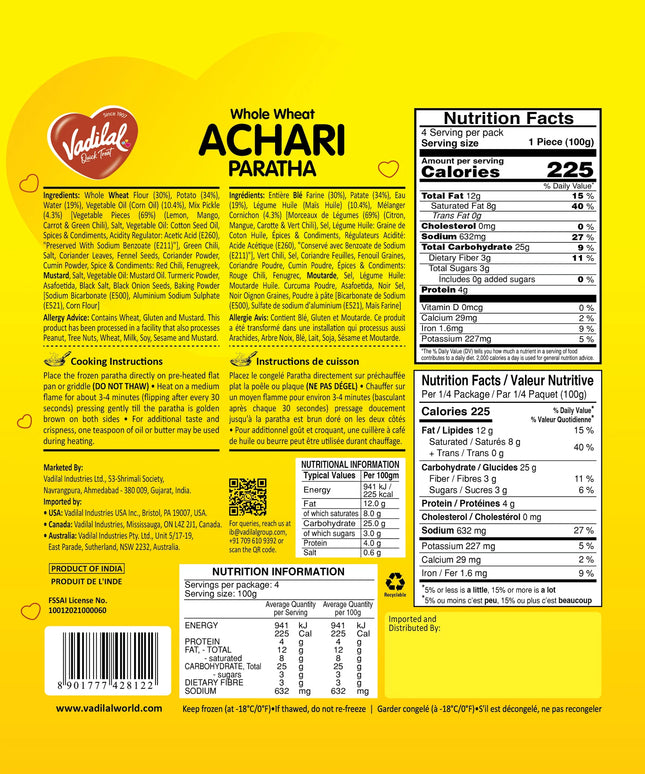 Vadilal Achari Paratha 4pcs