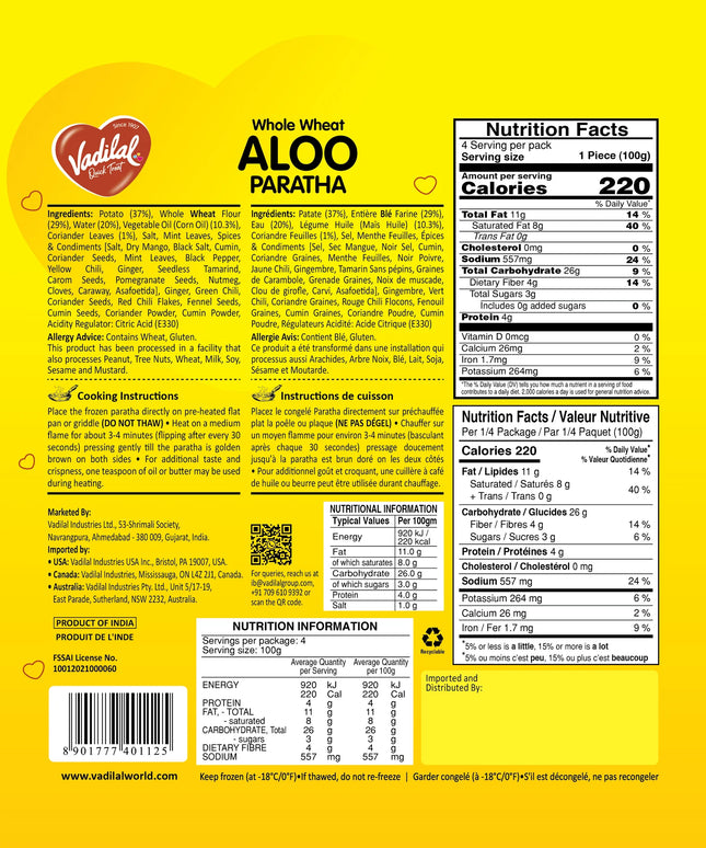 Vadilal Aloo Paratha 4pcs