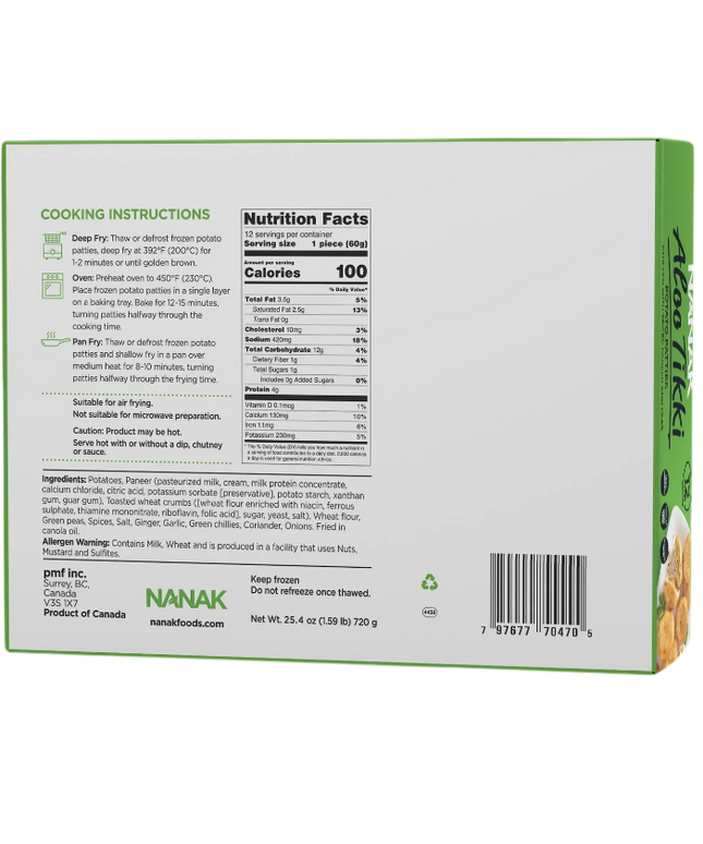 Nanak Frozen Aloo Tikki 12pcs