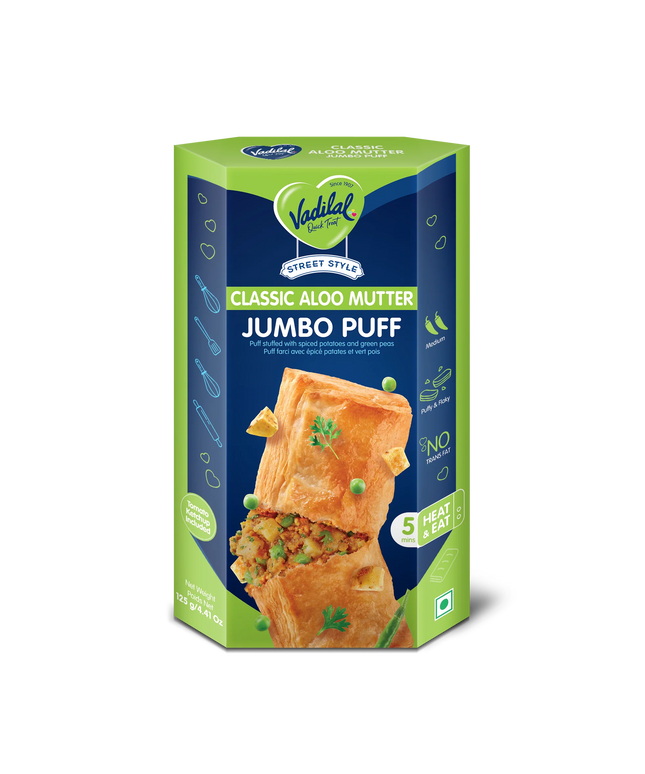 Vadilal Frozen Classic Aloo Mutter Jumbo Puff 4.42oz