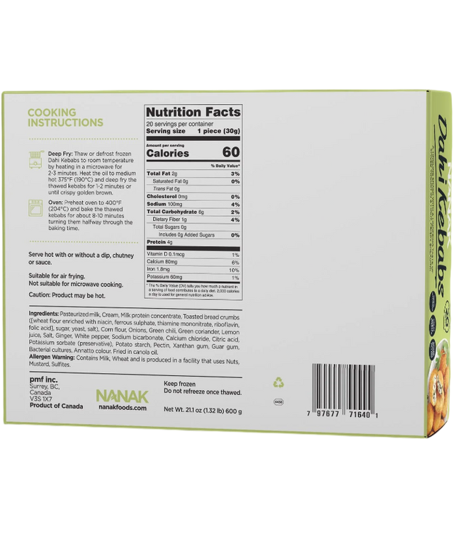 Nanak Frozen Dahi Kebabs 20pcs