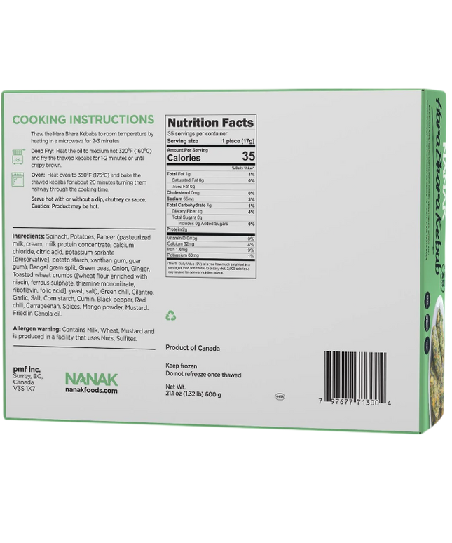 Nanak Frozen Hara Bhara Kebab 35pcs