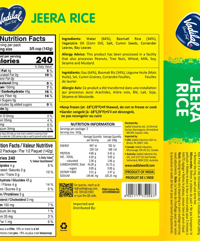 Vadilal Jeera Rice 10oz