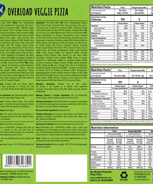 Vadilal Overload Veggie Pizza 8.82oz