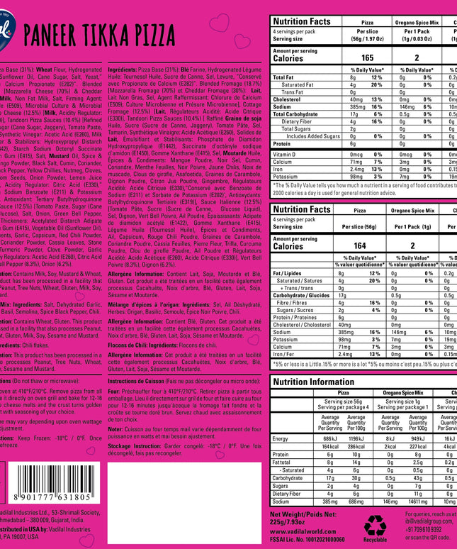 Vadilal Paneer Tikka Pizza 8.82oz