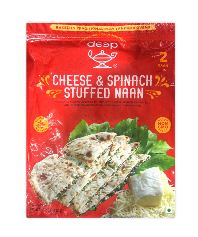 Deep Cheese & Spinach Stuffed Naan 2Pcs