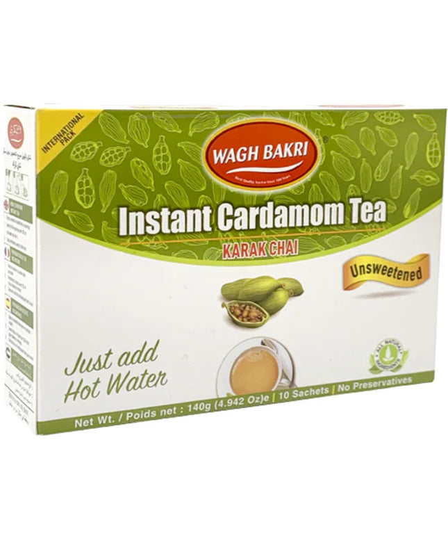 Wagh Bakri Instant Cardamom Tea Karak Chai Unsweetened 10 Sachets 140g