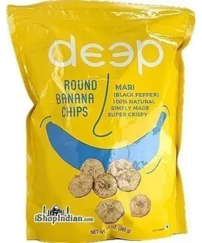 Deep Round Banana Chips Mari Black Pepper 12oz bag