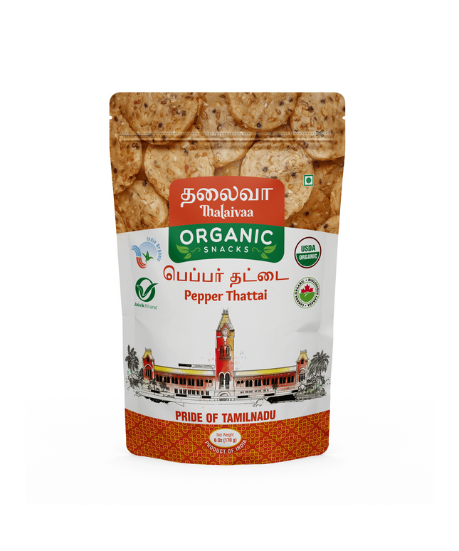 Thalavaa Organic Pepper Thattai 6oz