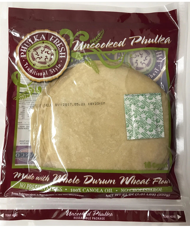 Phulka Fresh Uncooked Roti 18pc