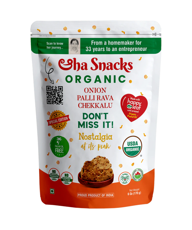 Eha Snacks Organic Onion Palli Rava Chekkalu 6oz