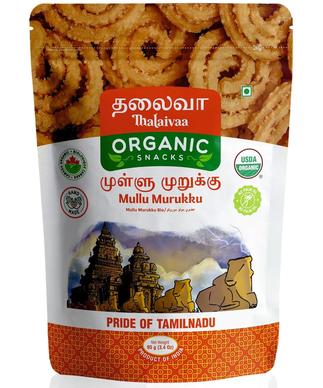 Thalavaa Organic Mulli Murukku 3.4oz