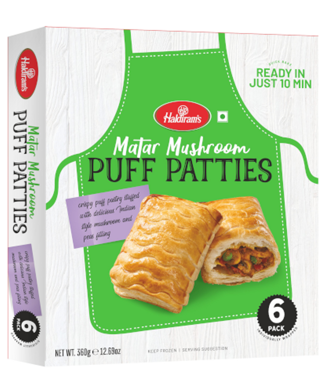 Haldiram's Frozen  Matar Mushroom Puff Patties 6pcs