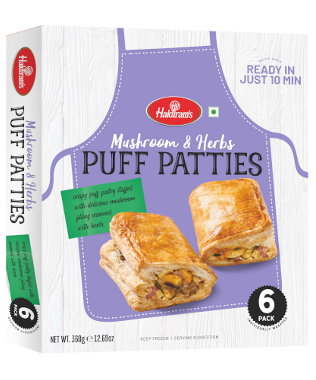 Haldiram's Frozen Mushroom & Herbs Puff Patties 6pcs
