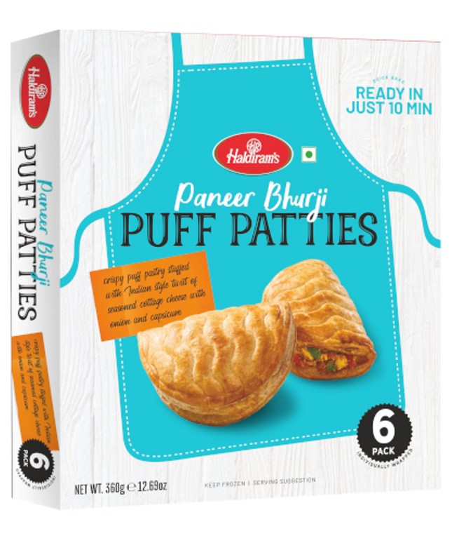 Haldiram's Frozen Paneer Bhurji Puff Patties 6pcs